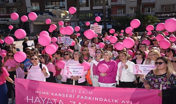 Menemenli kadınlardan pembe yürüyüş!